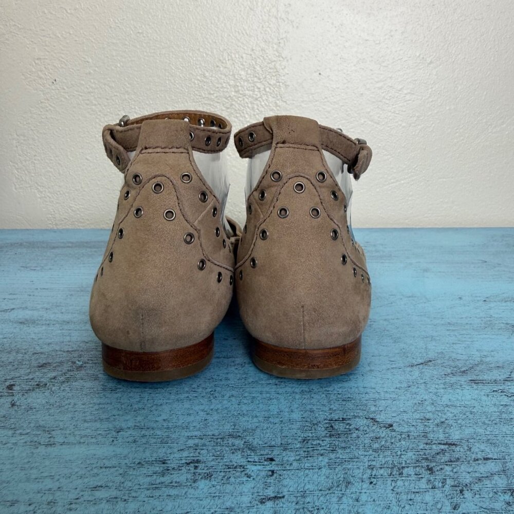 Frye Sienna Grommet Ankle Ballet Flat Suede with Grommet Accents Tan Sz 8.5 - Picture 5 of 10